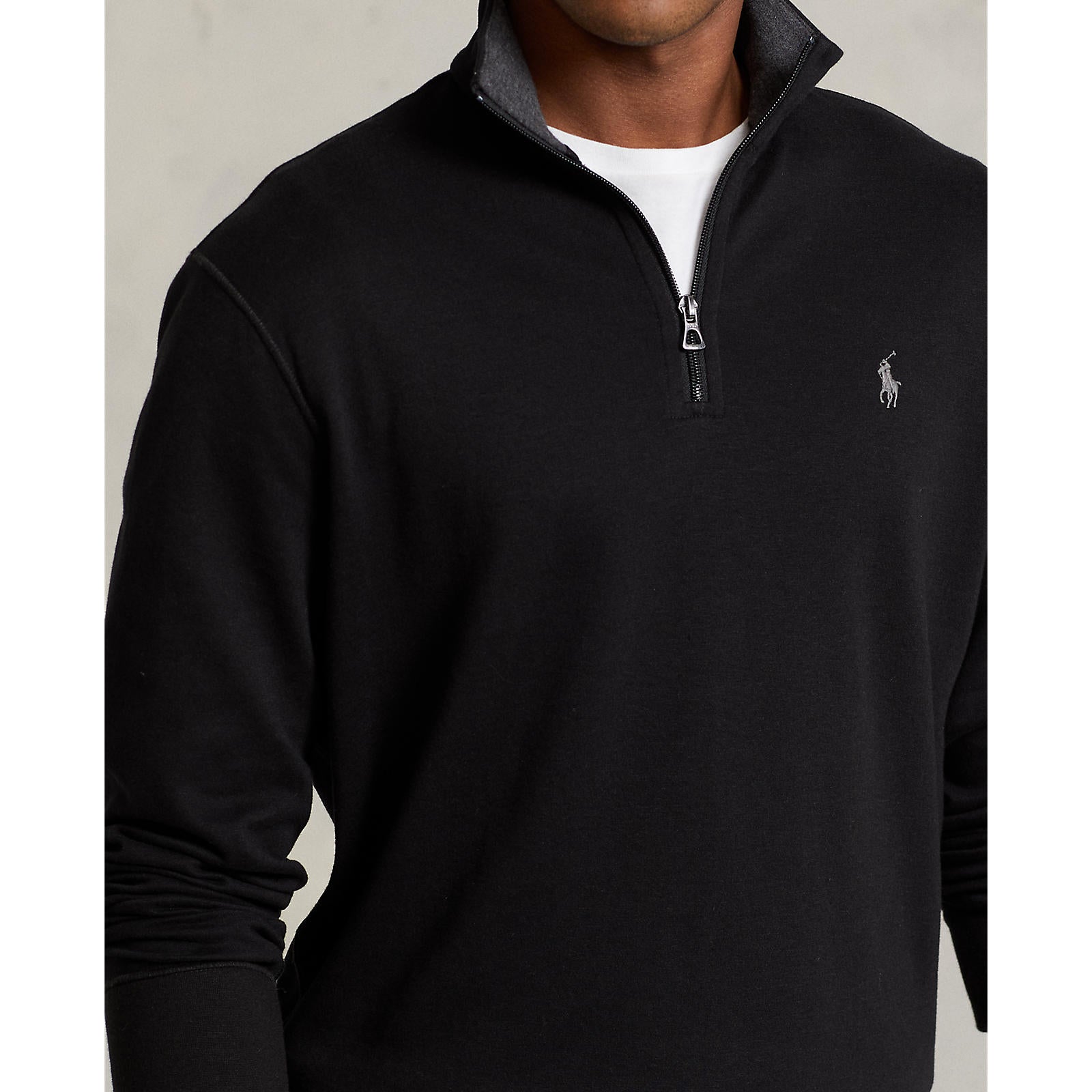 Polo Ralph Lauren Luxury Jersey Quarter Zip Pullover Polo Black