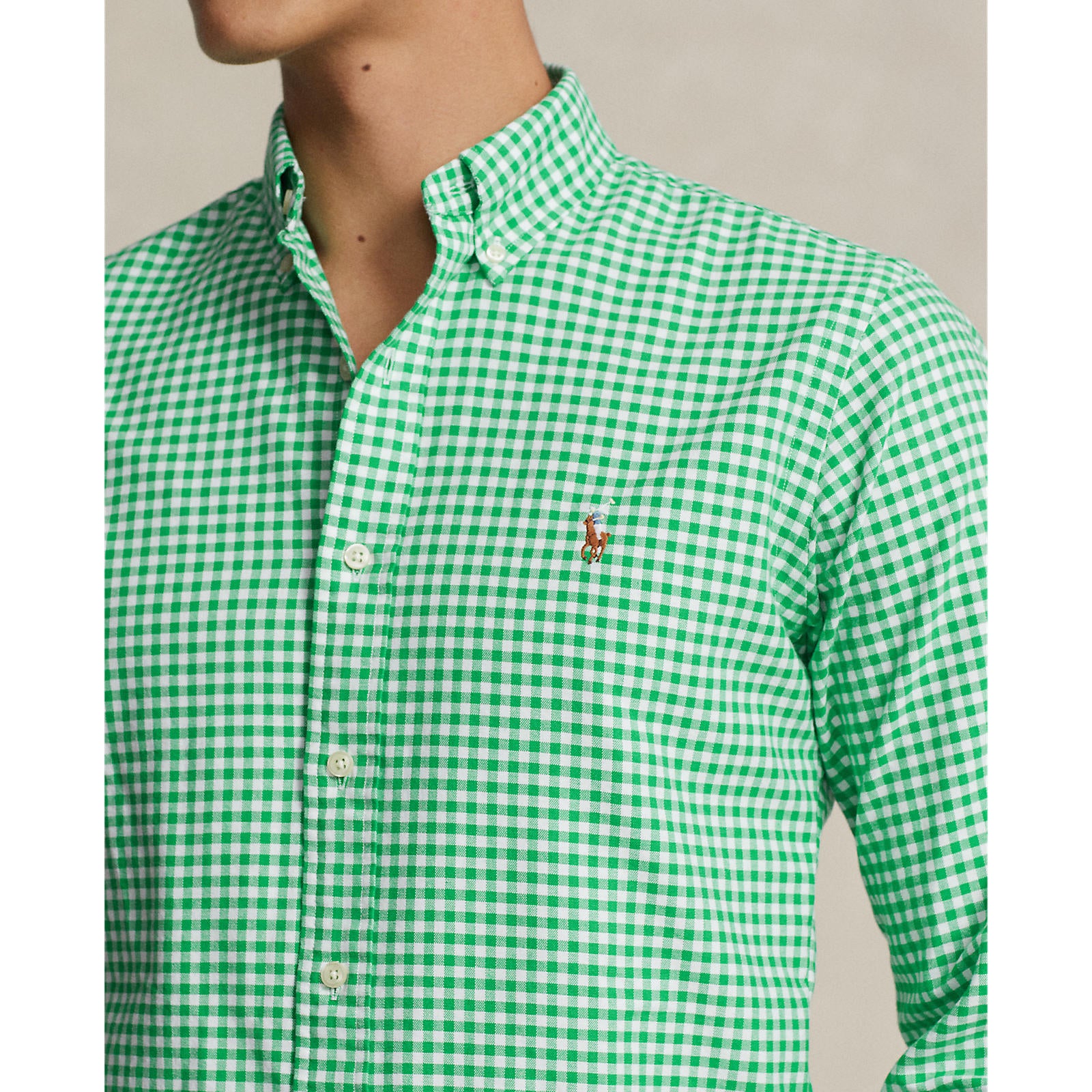 Polo Ralph Lauren Oxford Shirt Gingham Emerald Green White