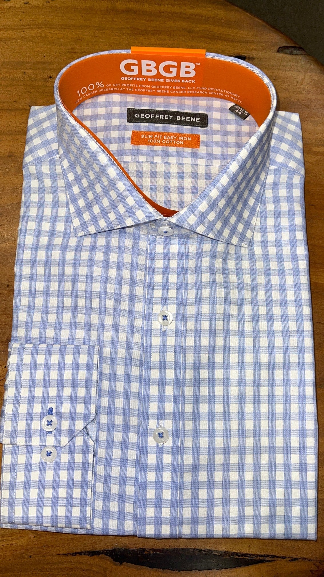 Long Sleeve Business Shirt - Gingham Blue & White Check