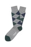 M.J. Bale - Alpini Argyle Sock - Light Grey/Green/Navy