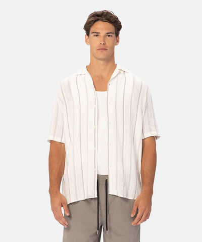 Industrie - The Bolzano Shirt - Linen - Stripe - Off White/Stone