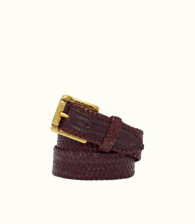 R.M.Williams - Slim Plaited Buckle Belt Kangaroo Leather - Brown