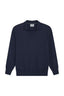 M.J. Bale - Long Sleeve Polo Jumper - Cotton/Cashmere - Navy Melange