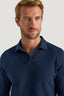 M.J. Bale - Long Sleeve Polo Jumper - Cotton/Cashmere - Navy Melange