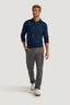 M.J. Bale - Long Sleeve Polo Jumper - Cotton/Cashmere - Navy Melange