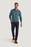 M.J. Bale - Long Sleeve Polo Jumper - Cotton/Cashmere - Sage Melange