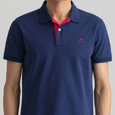 Gant - contrast Collar Pique Polo - Persian Blue