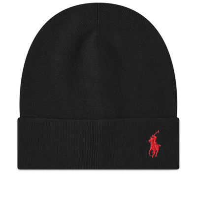 Ralph Lauren Pony Player Cotton Beanie - Black