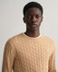 GANT - Cotton Cable Knit Crew Neck Jumper - Khaki