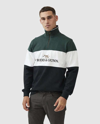 Rodd & Gunn - Foresters Peak Sweat, Rugby, Jumper - Forest Green, White & Black