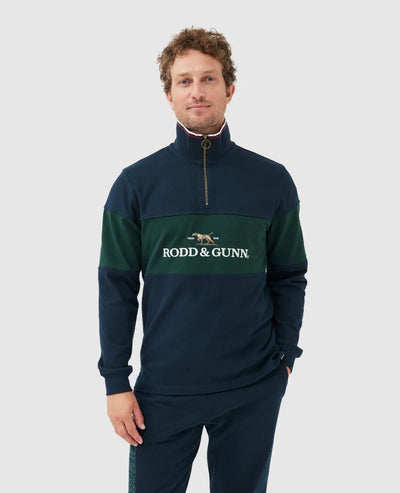 Rodd & Gunn - Foresters Peak Sweat, Rugby, Jumper - Eclipse Navy & Green