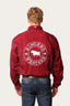 Ringers Western - Hawkeye Full Button Mens Workshirt - Burgundy & White