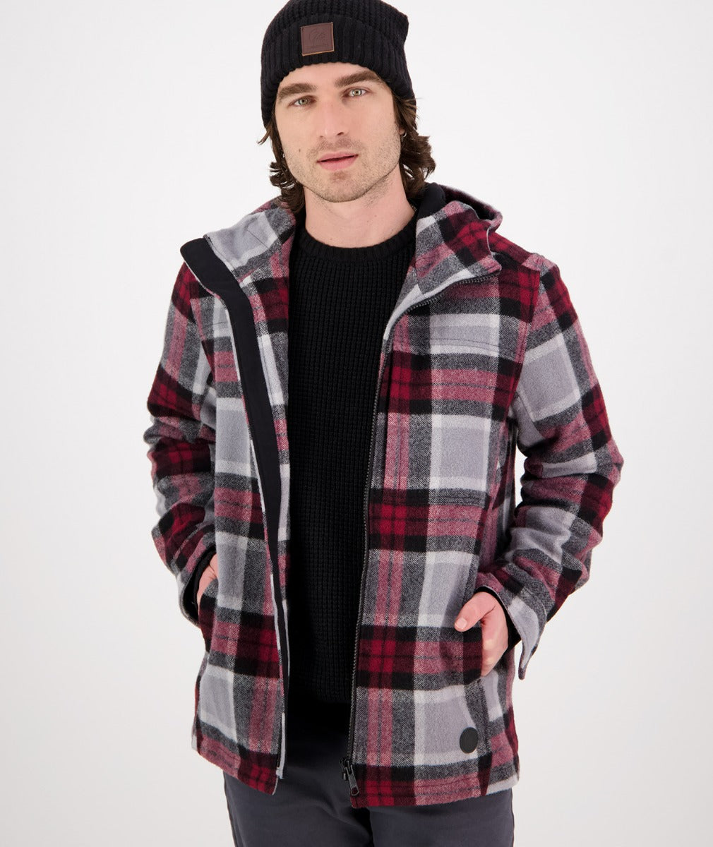 Hudson Wool Hoodie - Heritage Check - Grey & Red – Blowes Clothing