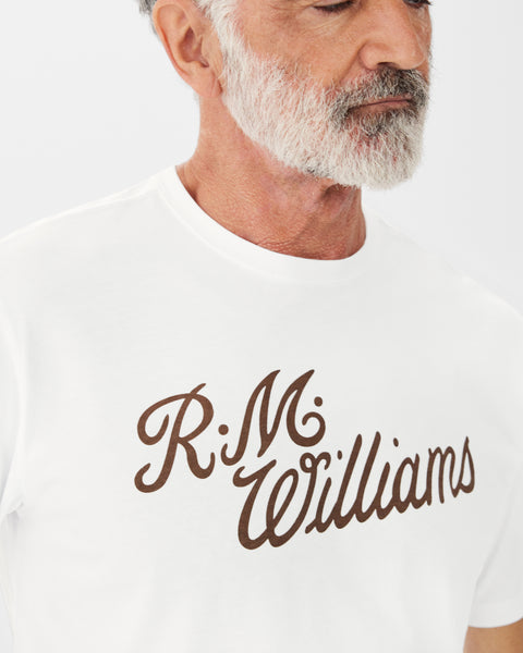 White/Red R.M.W. Script T-Shirt, R.M.Williams T-Shirts