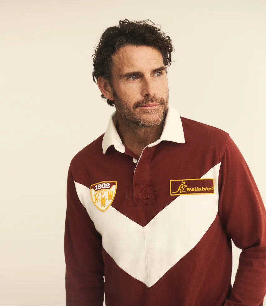 R.M.Williams - Wallabies Heritage Chevron Rugby - Maroon & Cream ...