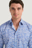 M.J. Bale - Notre Dame Print Shirt - Azure Blue White