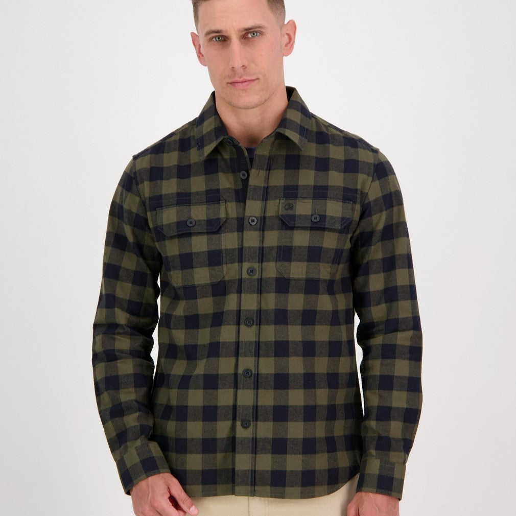 Taranaki Tailor Shirt - Olive-Navy – Blowes Clothing