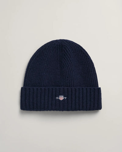 GANT - Unisex Shield Wool Beanie - Marine Blue Navy