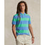 Polo Ralph Lauren Custom Slim Fit Striped Mesh Polo - Course Green/Summer Blue - Horizontal Stripe