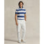 Polo Ralph Lauren Custom Slim Fit Striped Mesh Polo - Old Royal/White with Red pony