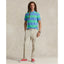 Polo Ralph Lauren Custom Slim Fit Striped Mesh Polo - Course Green/Summer Blue - Horizontal Stripe