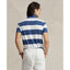 Polo Ralph Lauren Custom Slim Fit Striped Mesh Polo - Old Royal/White with Red pony