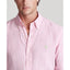 Classic Fit Striped Linen Shirt - Pink/White