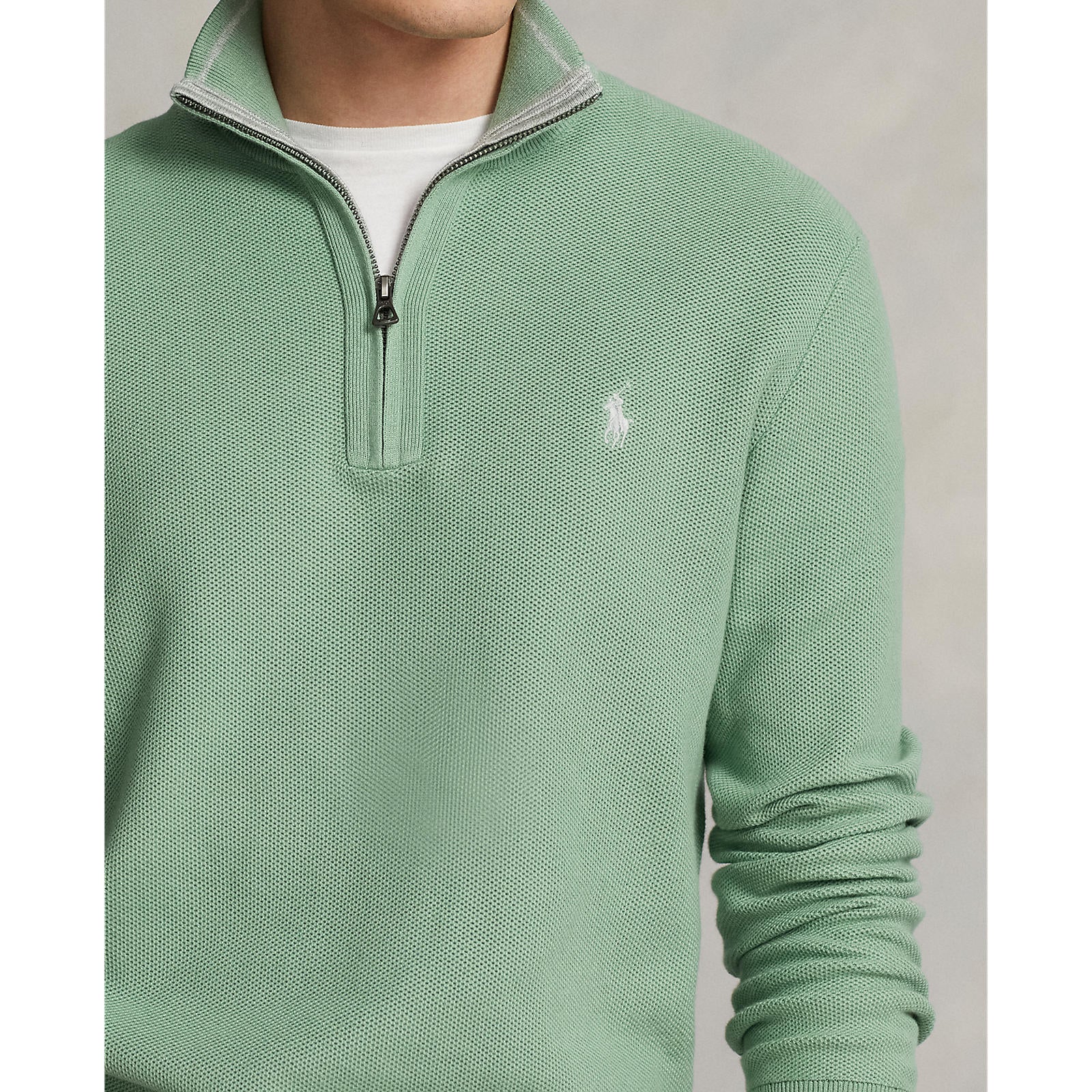 Green quarter zip on sale sweater