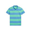 Polo Ralph Lauren Custom Slim Fit Striped Mesh Polo - Course Green/Summer Blue - Horizontal Stripe