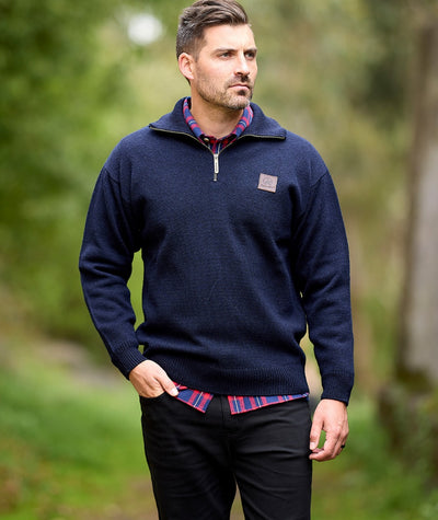 Swanndri - Mariner Zip Neck Wool Jumper - Navy