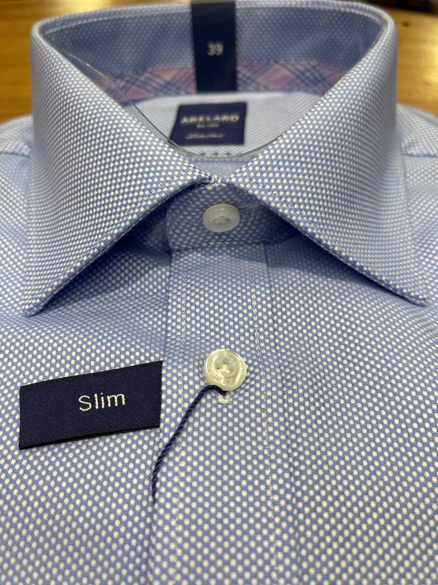 Long Sleeve Business Shirt - Dots - Cornflower Blue & White – Blowes ...