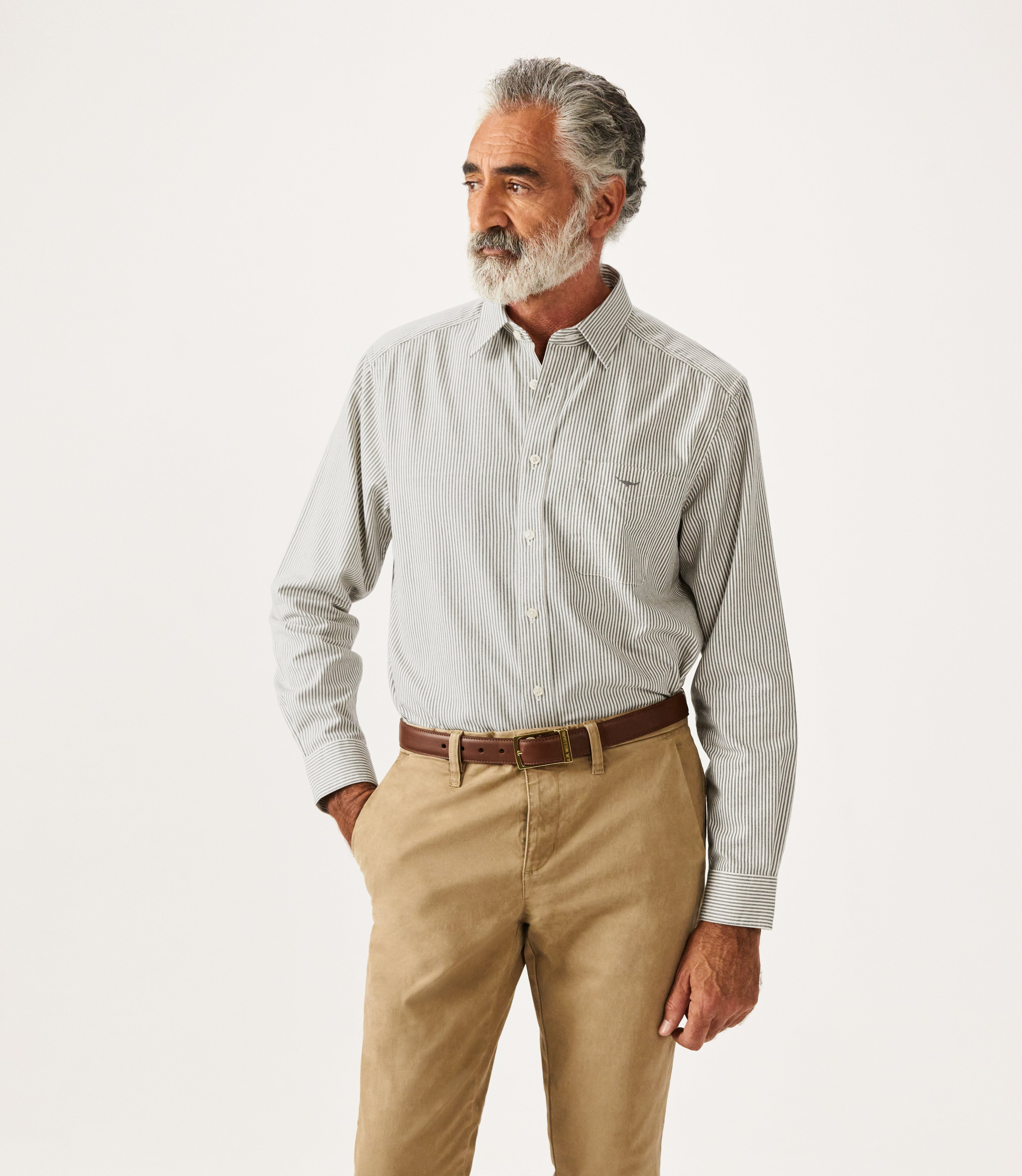 Collins Shirt - Stripe - Grey & White – Blowes Clothing